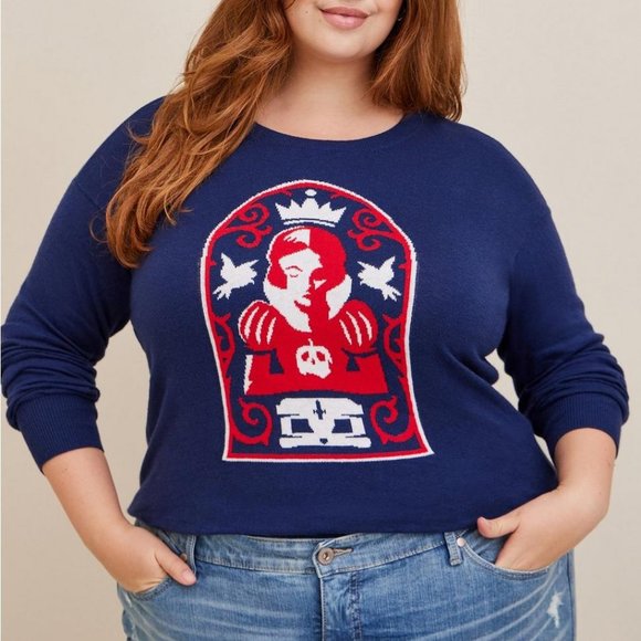 ❤️NWT VINTAGE TORRID SNOW WHITE CHIFFON TIE BOW DETAIL PULLOVER SWEATER DISNEY - Picture 7 of 11